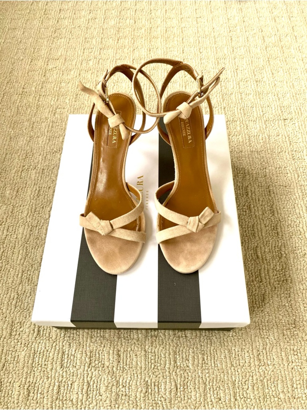 Aquazzura Passion Sandal in Beige Suede - size 6.5
